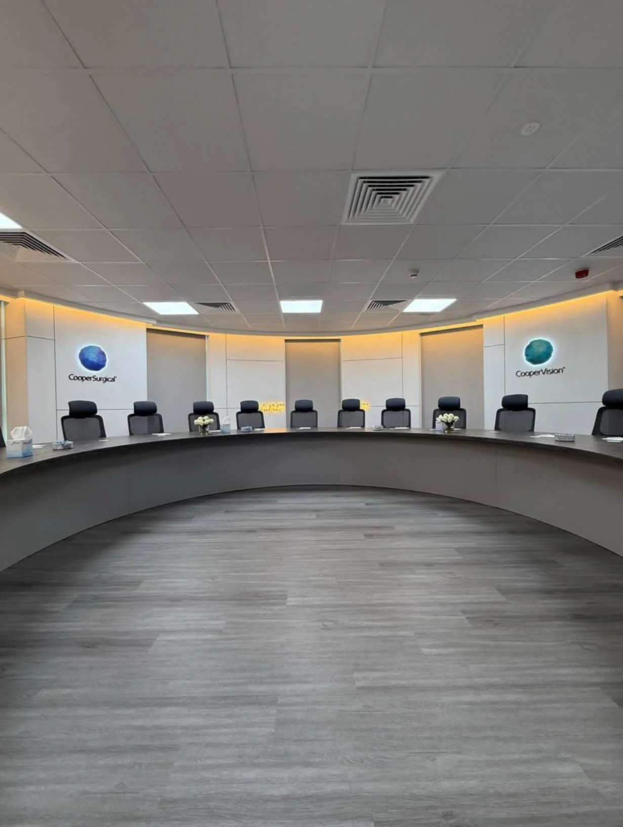 Cooper Surgical custom-built curved conference table